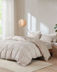 Dover 3 Piece Organic Cotton Oversized Duvet Cover Set Natural Full Queen by   