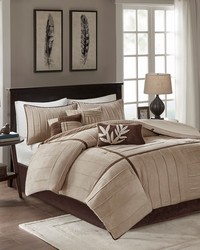 Dune 7 Piece Faux Suede Comforter Set Beige Queen by   