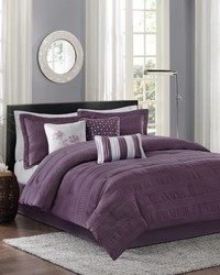 Hampton 7 Piece Jaquard Comforter Set Plum Queen by   