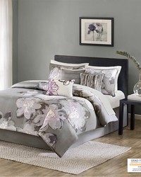 Serena 7 Piece Comforter Set Grey Queen by   