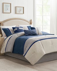 Palisades 7 Piece Faux Suede Comforter Set Blue Queen by   