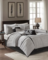 Dune 7 Piece Faux Suede Comforter Set Grey Full by   