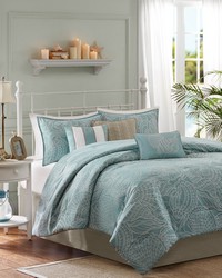 Carmel 7 Piece Comforter Set Blue Queen by   