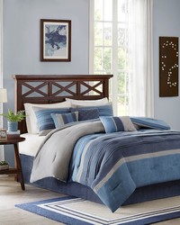 Collins 7 Piece Microsuede Comforter Set Navy Queen by   