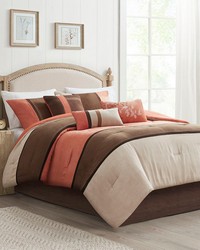 Palisades 7 Piece Faux Suede Comforter Set Coral Queen by   