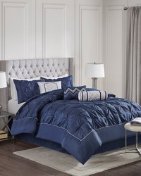 Laurel 7 Piece Tufted Comforter Set Navy Queen by   