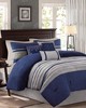 Olliix Palmer 7 PC Pieced Faux Suede Comforter Set Blue