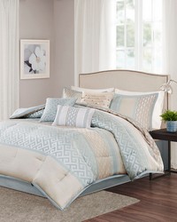 Bennett 7 Piece Comforter Set Aqua Queen by   