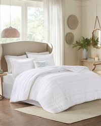 Celeste 5 Piece Microfiber Ruffled Comforter Set White Queen by   