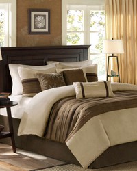 Palmer 7 PC Pieced Faux Suede Comforter Set Natural Full by   