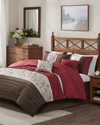 Serene Embroidered 7 Piece Comforter Set Red Queen by   