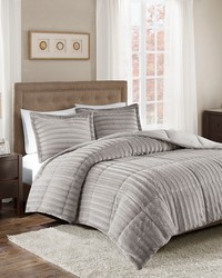 Duke Faux Fur Comforter Mini Set Grey Full Queen by   