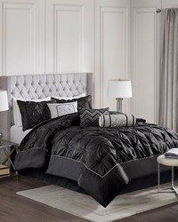 Laurel 7 Piece Tufted Comforter Set Black Queen by   