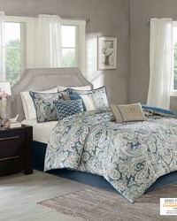 Gabby 7 Piece Comforter Set Blue Queen by   