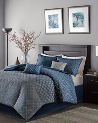 Biloxi 7 Piece Comforter Set Navy Queen by   