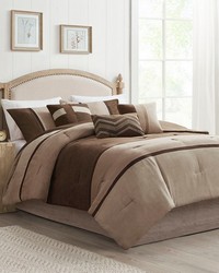 Palisades 7 Piece Faux Suede Comforter Set Brown Queen by   