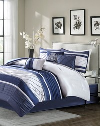 Blaire 7 Piece Comforter Set Navy Queen by   