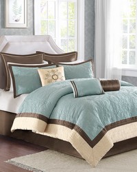 Juliana 9 Piece Charmeuse Comforter Set Blue Queen by   