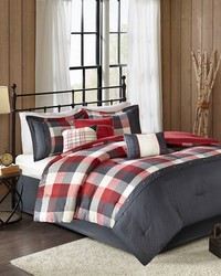 Ridge 7 Piece Herringbone Comforter Set Red Queen by   