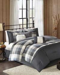 Ridge 7 Piece Herringbone Comforter Set Grey Queen by   