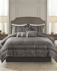 Bellagio 7 Piece Jacquard Comforter Set Grey Queen by   