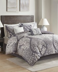 Vienna 7 Piece Cotton Printed Comforter Set Grey King by   