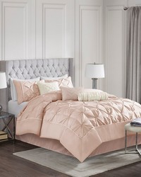 Laurel 7 Piece Tufted Comforter Set Blush Queen by   