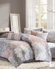 Olliix Lola Printed Cotton Sateen Comforter Set Grey/Peach