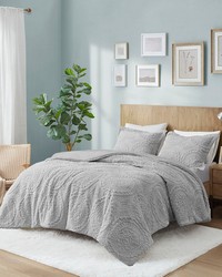 Arya Embroidered Medallion Faux Fur Ultra Plush Comforter Mini Set Grey Full Queen by   