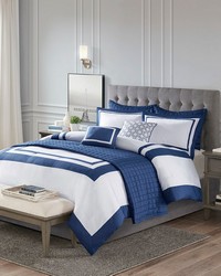 Heritage 8 Piece Comforter and Quilt Set Collection Navy Full Queen by   