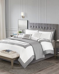 Heritage 8 Piece Comforter and Quilt Set Collection Grey Full Queen by   