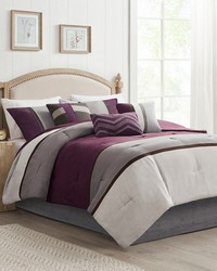 Palisades 7 Piece Faux Suede Comforter Set Purple Queen by   