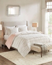 Gia Back Print Long Fur Comforter Mini Set Blush Full Queen by   