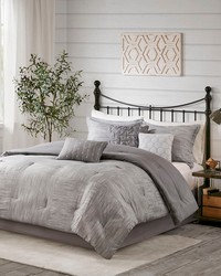 Walter 7 Piece Printed Seersucker Comforter Set Grey King by   