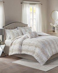 Zuri 4PC Faux Fur Comforter Set Snow Leopard Full Queen by   