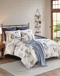 Zennia 7 Piece Printed Seersucker Comforter Set with Throw Blanket Blue Full Queen by   