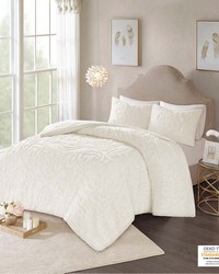 Laetitia 2 Piece Cotton Chenille Comforter Set OffWhite Twin by   