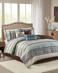 Princeton 7 Piece Comforter Set Blue Queen by   