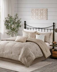 Walter 7 Piece Printed Seersucker Comforter Set Taupe Queen by   