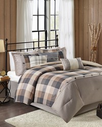 Ridge 7 Piece Herringbone Comforter Set Neutral Queen by   