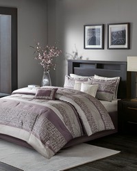 Rhapsody 7 Piece Jacquard Comforter Set Purple Queen by   