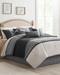 Palisades 7 Piece Faux Suede Comforter Set Black Queen by   