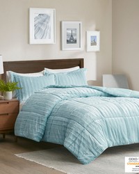 Duke Faux Fur Comforter Mini Set Aqua Full Queen by   