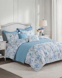 Pema 8 Piece Printed Seersucker Comforter and Quilt Set Collection Blue Full Queen by   