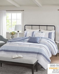 Allegany 5 Piece Jacquard Comforter Set Blue Full Queen by   