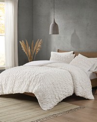 Blair Ruched Fur Down Alternative Comforter Set Ivory Full Queen by   