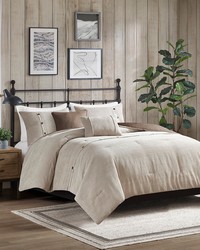 Andes 5 Piece Corduroy Comforter Set Tan Full Queen by   