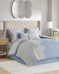 Panache 8 Piece Embroidered Microfiber Comforter Set Blue Queen by   