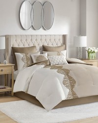 Panache 8 Piece Embroidered Microfiber Comforter Set Tan King by   