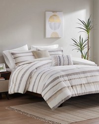 Langley 5 Piece Clipped Jacquard  Comforter Set Neutral Full Queen by   